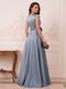 Sheath/Column Short Sleeves V Neck Floor Length Mother of the Bride Dresses with Embroidery & 3D Floral