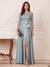 A-Line/Princess Scoop 3/4 Sleeves Floor-Length Mother of the Bride Dresses with Lace & Split Side