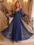 A-Line/Princess V-Neck Long Sleeves Floor-Length Mother of the Bride Dresses with Lace