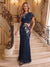 Sheath/Column Scoop Short Sleeves Floor-Length Mother of the Bride Dresses with Appliques & Sequins