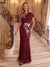 Sheath/Column Scoop Short Sleeves Floor-Length Mother of the Bride Dresses with Appliques & Sequins