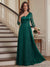 A-Line/Princess V-Neck 3/4 Sleeves Floor-Length Mother of the Bride Dresses with Lace & Appliques