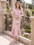 Trumpet/Mermaid Scoop 3/4 Sleeves Tea-Length Mother of the Bride Dresses with Applique