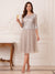 A-Line/Princess 3/4 Sleeves Scoop Knee Length Mother of the Bride Dresses with Pleats & Appliques