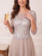 A-Line/Princess 3/4 Sleeves Scoop Knee Length Mother of the Bride Dresses with Pleats & Appliques