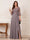 A-Line/Princess Half Sleeves Crew Neck Floor Length Mother of the Bride Dresses with Split Side & Appliques