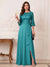 A-Line/Princess Half Sleeves Crew Neck Floor Length Mother of the Bride Dresses with Split Side & Appliques