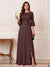 A-Line/Princess Half Sleeves Crew Neck Floor Length Mother of the Bride Dresses with Split Side & Appliques