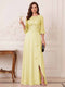 A-Line/Princess Half Sleeves Crew Neck Floor Length Mother of the Bride Dresses with Split Side & Appliques