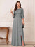 A-Line/Princess Half Sleeves Crew Neck Floor Length Mother of the Bride Dresses with Split Side & Appliques