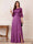A-Line/Princess Half Sleeves Crew Neck Floor Length Mother of the Bride Dresses with Split Side & Appliques