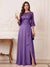 A-Line/Princess Half Sleeves Crew Neck Floor Length Mother of the Bride Dresses with Split Side & Appliques