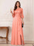 A-Line/Princess Half Sleeves Crew Neck Floor Length Mother of the Bride Dresses with Split Side & Appliques