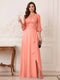 A-Line/Princess Half Sleeves Crew Neck Floor Length Mother of the Bride Dresses with Split Side & Appliques