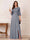 A-Line/Princess Half Sleeves Crew Neck Floor Length Mother of the Bride Dresses with Split Side & Appliques