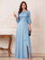 A-Line/Princess Half Sleeves Crew Neck Floor Length Mother of the Bride Dresses with Split Side & Appliques