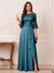 A-Line/Princess Half Sleeves Crew Neck Floor Length Mother of the Bride Dresses with Split Side & Appliques