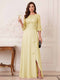 A-Line/Princess Half Sleeves Crew Neck Floor Length Mother of the Bride Dresses with Split Side & Appliques