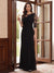 Sheath Column Scoop Half Sleeves Floor-Length Mother of the Bride Dresses with Appliques