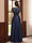 A-Line/Princess Short Sleeves V-neck Floor-Length Mother of the Bride Dresses with Pockets & Lace