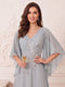 A-Line/Princess V-Neck Half Sleeves Floor-Length Mother of the Bride Dresses with Appliques & Lace