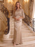 Trumpet/Mermaid Boat Neck 3/4 Sleeves Floor-Length Mother of the Bride Dresses with Sequins & Pockets