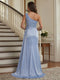 Trumpet/Mermaid One Shoulder Sleeveless Floor-Length Mother of the Bride Dresses with 3D Floral & Split Side