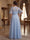 A-Line/Princess Round Neck Half Sleeves Floor-length Plus Size Mother of the Bride Dresses with Applique