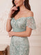 Trumpet/Mermaid Off the Shoulder Short Sleeves Floor-Length Mother of the Bride Dresses with Applique & Sash