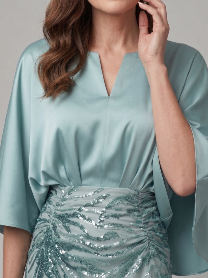 Trumpet/Mermaid Boat Neck 3/4 Sleeves Floor-Length Mother of the Bride Dresses with Applique &amp; Sequins