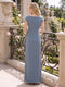 Sheath Column Scoop Cap Sleeves Ankle-Length Mother of the Bride Dresses with Ruffles