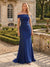 Sheath Column Off-the-shoulder Sleeveless Floor-Length Mother of the Bride Dresses with  Lace & Pleated