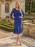 Sheath Column Scoop Long Sleeves Tea-Length Mother of the Bride Dresses with Sequins & Ruffles