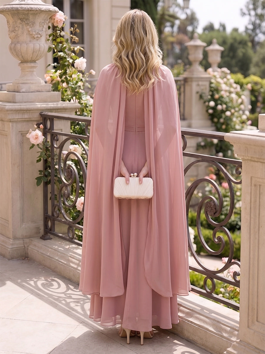 A-Line/Princess Scoop Flutter Sleeves Ankle-Length Mother of the Bride Dresses with Ruched