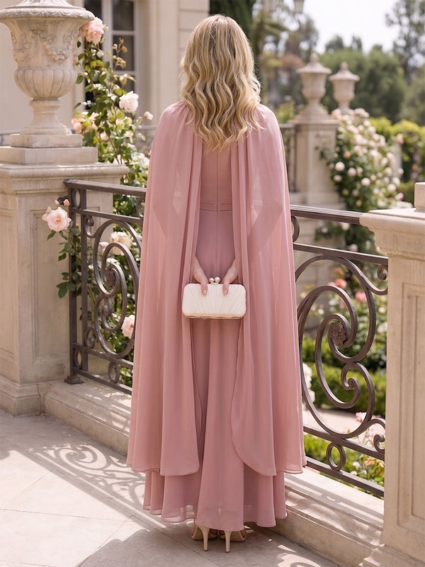 A-Line/Princess Scoop Flutter Sleeves Ankle-Length Mother of the Bride Dresses with Ruched