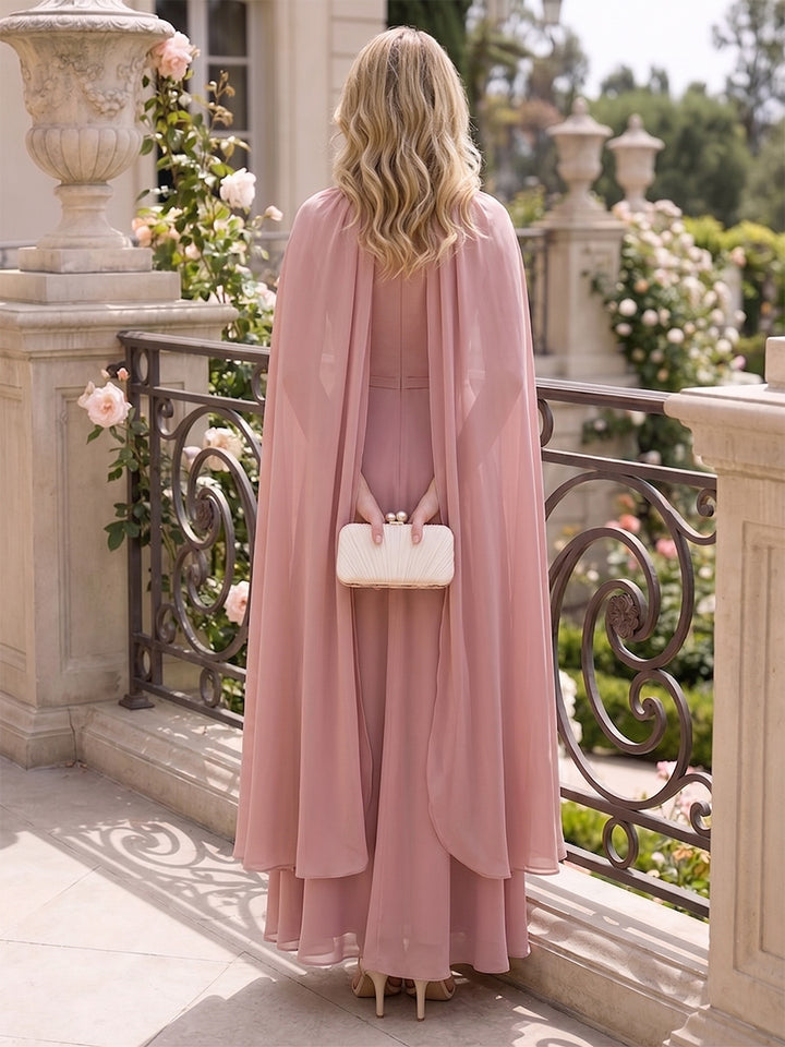 A-Line/Princess Scoop Flutter Sleeves Ankle-Length Mother of the Bride Dresses with Ruched