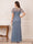 Sheath Column Illusion Neck Flutter Sleeves Floor-Length Mother of the Bride Dresses with Applique & Lace