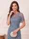 Sheath Column Illusion Neck Flutter Sleeves Floor-Length Mother of the Bride Dresses with Applique & Lace