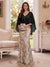 Trumpet/Mermaid V Neck Half Sleeves Floor-Length Mother of the Bride Dresses with Cape & 3D Floral