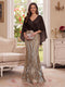 Trumpet/Mermaid V Neck Half Sleeves Floor-Length Mother of the Bride Dresses with Cape & 3D Floral