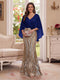 Trumpet/Mermaid V Neck Half Sleeves Floor-Length Mother of the Bride Dresses with Cape & 3D Floral