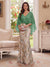 Trumpet/Mermaid V Neck Half Sleeves Floor-Length Mother of the Bride Dresses with Cape & 3D Floral