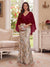Trumpet/Mermaid V Neck Half Sleeves Floor-Length Mother of the Bride Dresses with Cape & 3D Floral