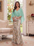 Trumpet/Mermaid V Neck Half Sleeves Floor-Length Mother of the Bride Dresses with Cape & 3D Floral