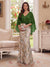 Trumpet/Mermaid V Neck Half Sleeves Floor-Length Mother of the Bride Dresses with Cape & 3D Floral