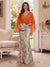Trumpet/Mermaid V Neck Half Sleeves Floor-Length Mother of the Bride Dresses with Cape & 3D Floral