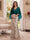 Trumpet/Mermaid V Neck Half Sleeves Floor-Length Mother of the Bride Dresses with Cape & 3D Floral