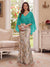 Trumpet/Mermaid V Neck Half Sleeves Floor-Length Mother of the Bride Dresses with Cape & 3D Floral
