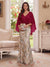 Trumpet/Mermaid V Neck Half Sleeves Floor-Length Mother of the Bride Dresses with Cape & 3D Floral