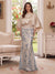 Trumpet/Mermaid Scoop 3/4 Sleeves Floor-Length Mother of the Bride Dresses with Sequins & Pockets
